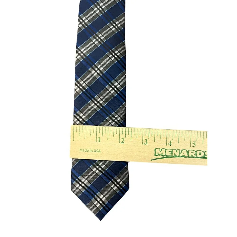 Lot of 2 XMI Zipper Ties Youth Size – Plaid Purple & Blue – Excellent Condition